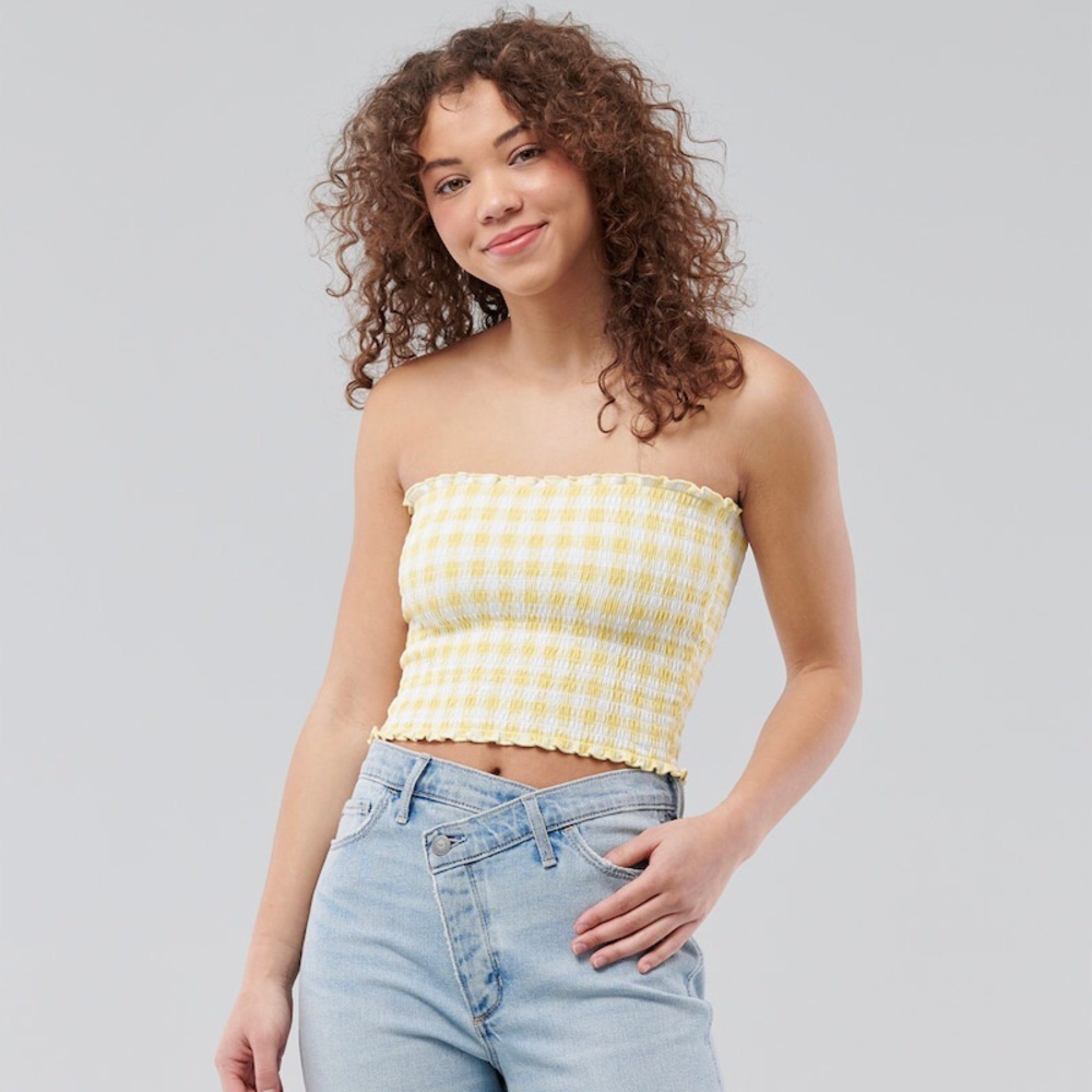 Yellow Gingham reversible ribbed tube top 💛🌼🌻